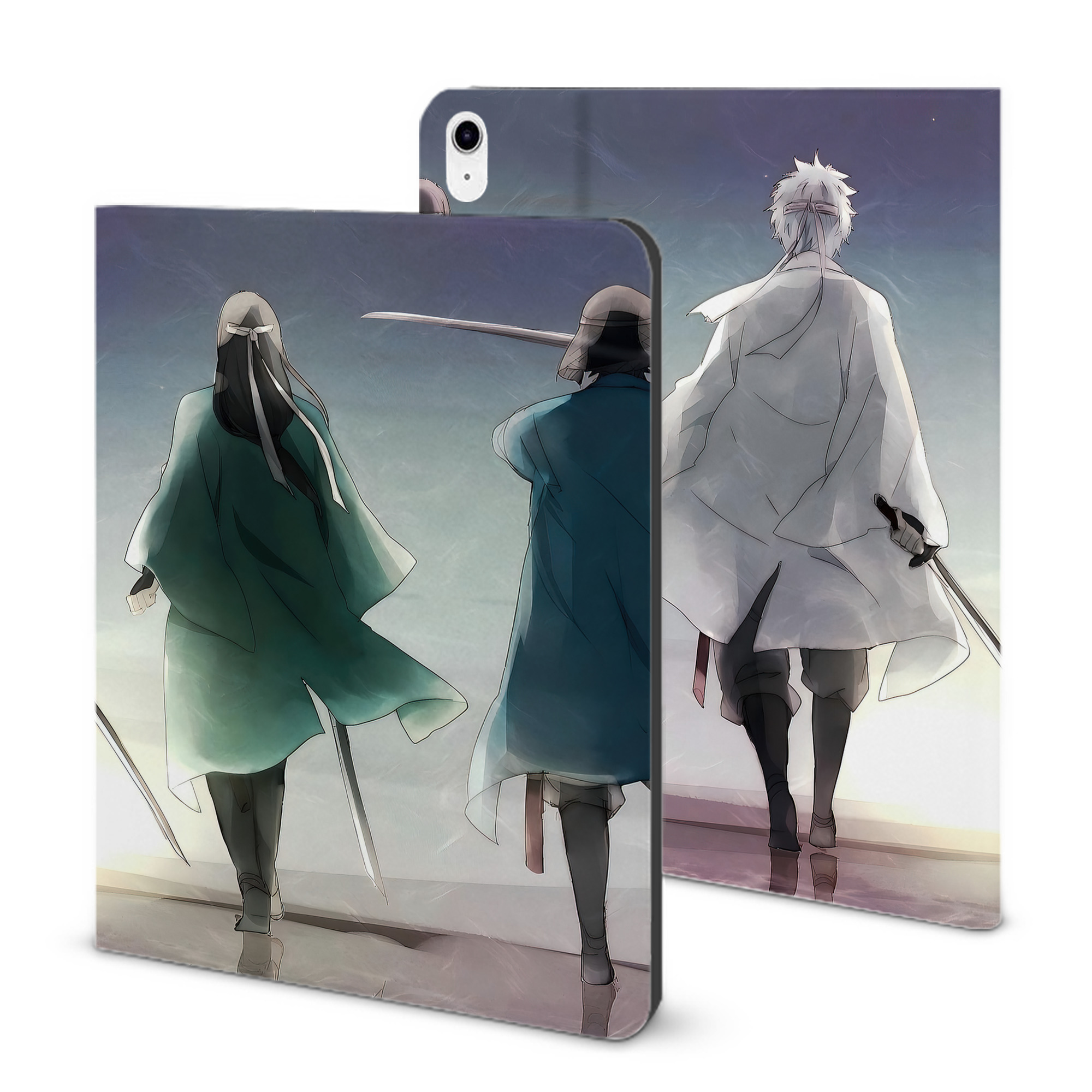 （画像用） ぎんたま 坂田銀時（さかたぎんとき） 神楽 志村新八（しむら しんぱち） GINTAMA Sakata Gintoki Kagura Shimura Shinpachi IPad ケース ブック型 PUレザー TPU 耐衝撃 軽量 薄型 ペン収納なし 全面保護 IPad 各モデル対応
